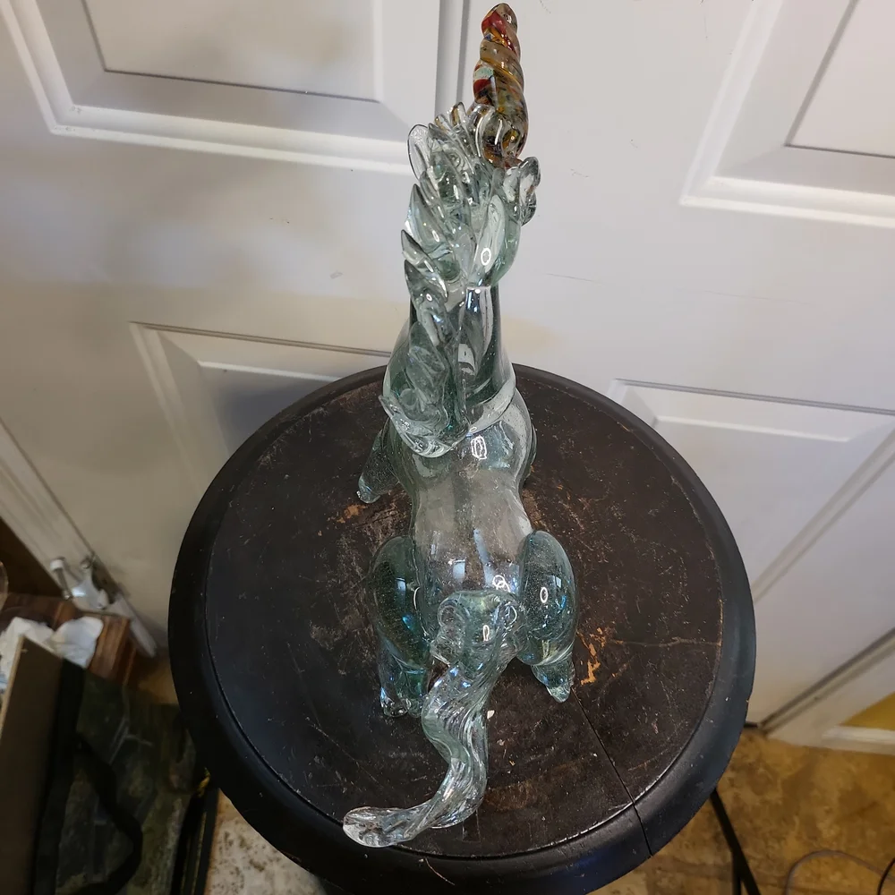 Vintage Murano Style Glass Unicorn Horse Sculpture Hand Blown 10" - Picture 5 of 12